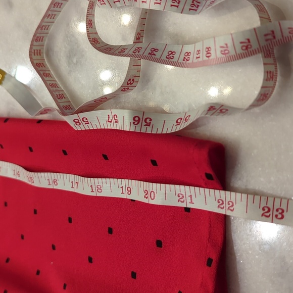 VTG Stuart Alan Women red small black square print Dress Midi see measurements S - Picture 8 of 8